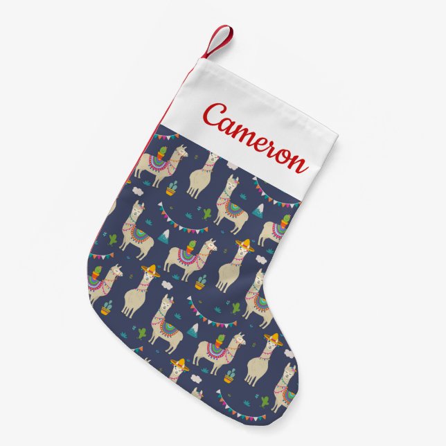 Celebration Llama Pattern Small Christmas Stocking (Front (Hanging))
