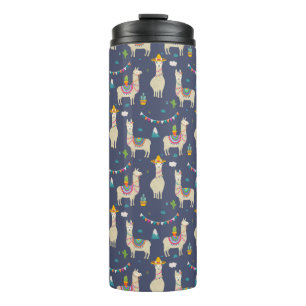 Celebration Llama Pattern Thermal Tumbler