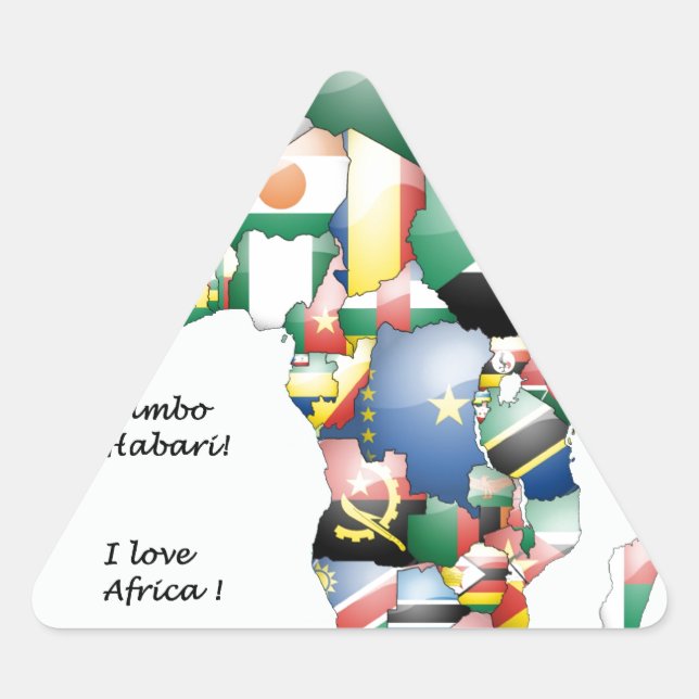 Celebration of Africa in Flags Design Triangle Sticker (Front)