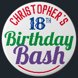 Celebration of Age 18th Birthday Button<br><div class="desc">To celebrate a special birthday. Designed for someone who is 18 years of age. 18th birthday celebration. Birthday bash. Add the name and number. Birthday party button badge.</div>