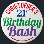 Celebration of Age 21st Birthday 6 Cm Round Badge<br><div class="desc">To celebrate a special birthday. Designed for someone who is 21 years of age. 21st birthday celebration. Birthday bash. Add the name and number. Birthday party button badge.</div>