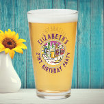 Celebration of Age 21st Birthday Glass<br><div class="desc">To celebrate a special birthday. Designed for someone who is 21 years of age.21st birthday celebration. Birthday party drinks illustration is the centrepiece. Add the name and age. Birthday party souvenir glass.</div>