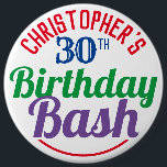 Celebration of Age 30th Birthday Button<br><div class="desc">To celebrate a special birthday. Designed for someone who is 30 years of age. 30th birthday celebration. Birthday bash. Add the name and number. Birthday party button badge.</div>