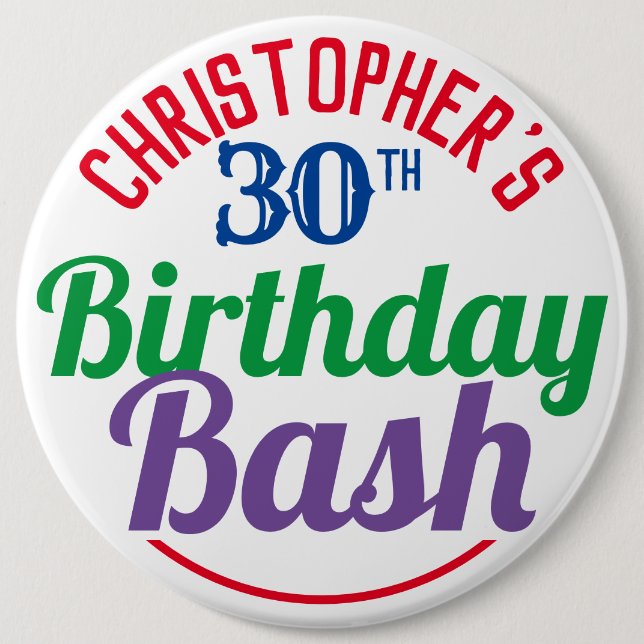Celebration of Age 30th Birthday Button (Front)