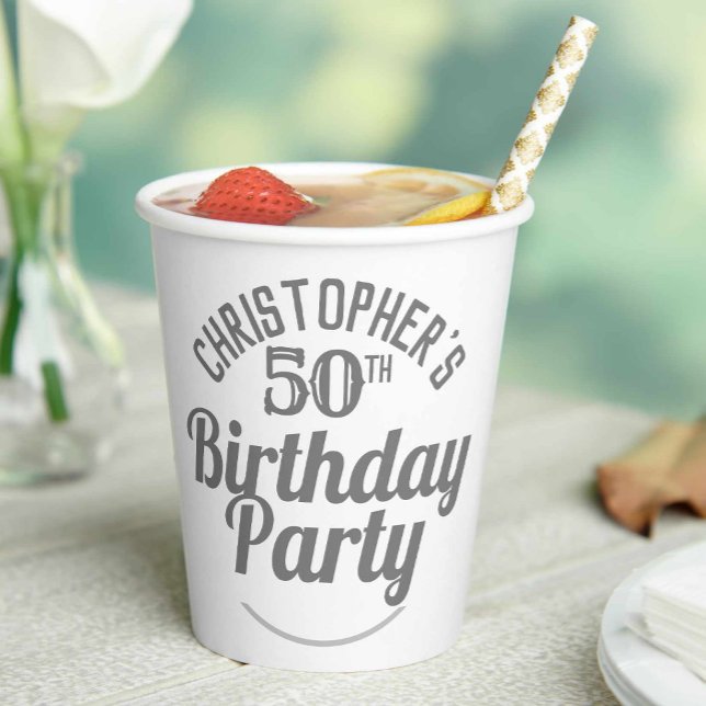 Celebration of Age 50th Birthday Paper Cups (Creator Uploaded)
