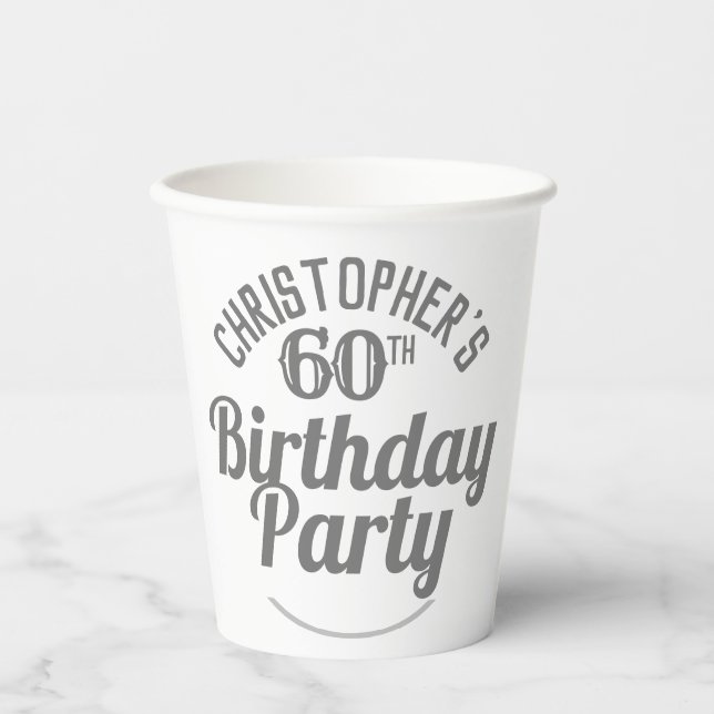 Celebration of Age 60th Birthday Paper Cups (Front)