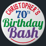 Celebration of Age 70th Birthday Button<br><div class="desc">To celebrate a special birthday. Designed for someone who is 70 years of age. 70th birthday celebration. Birthday bash. Add the name and number. Birthday party button badge.</div>