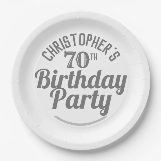 Celebration of Age 70th Birthday Paper Plates (Front)