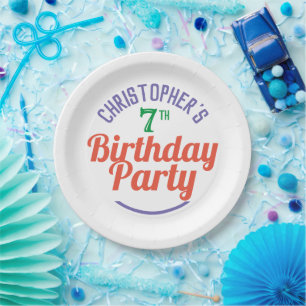 Celebration of Age 7th Birthday Paper Plates
