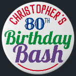 Celebration of Age 80th Birthday Button<br><div class="desc">To celebrate a special birthday. Designed for someone who is 80 years of age. 80th birthday celebration. Birthday bash. Add the name and number. Birthday party button badge.</div>