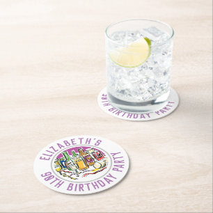 Celebration of Age 90th Birthday Round Paper Coaster