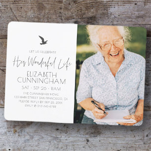 Celebration of Her Life Memorial Modern Photo Invitation