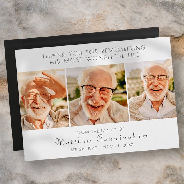 Celebration of His Life Modern Thank You Card (Creator Uploaded)