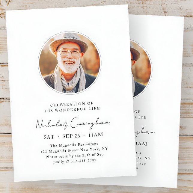 Celebration of His Wonderful Life Modern Memorial Invitation (Creator Uploaded)