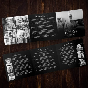 Celebration of Life 10-Photo Collage Modern Tri-Fold Programme