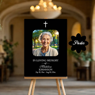 Celebration Of Life 1 Photo Funeral Black Poster