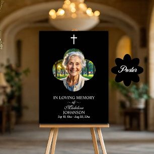 Celebration Of Life 1 Photo Funeral Black Poster