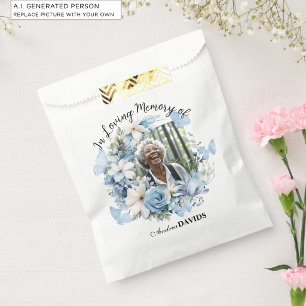 Celebration Of Life 1 Photo Funeral Blue Floral Favour Bag