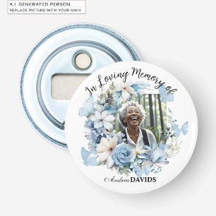 Celebration Of Life 1 Photo Garland Blue Floral Bottle Opener