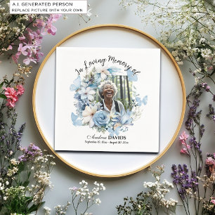 Celebration Of Life 1 Photo Garland Blue Floral Napkin