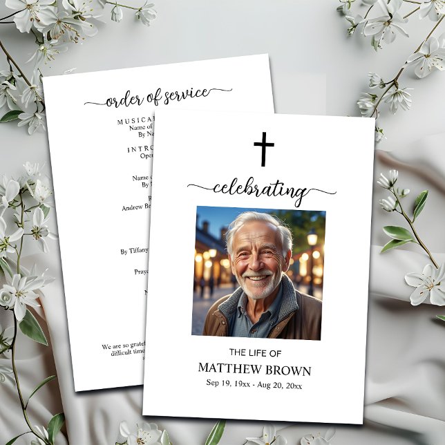 Celebration of Life 1 Photo Memorial Funeral Cross Program (Creator Uploaded)