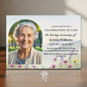 Celebration Of Life 1 Photo Mountains Funeral Invitation