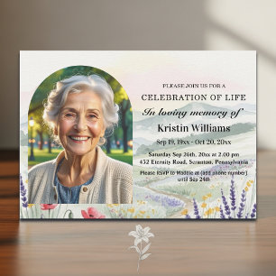 Celebration Of Life 1 Photo Mountains Funeral Invitation