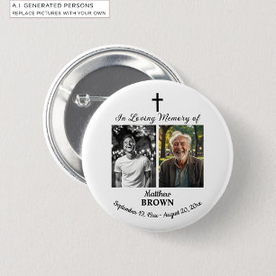 Celebration Of Life 2 Photos Funeral White 6 Cm Round Badge