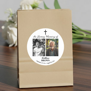 Celebration Of Life 2 Photos Funeral White Classic Round Sticker