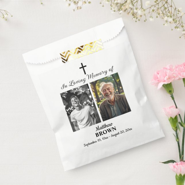 Celebration Of Life 2 Photos Funeral White Favour Bag (Sealed)