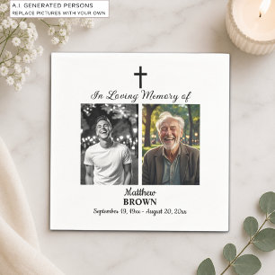 Celebration Of Life 2 Photos Funeral White Napkin