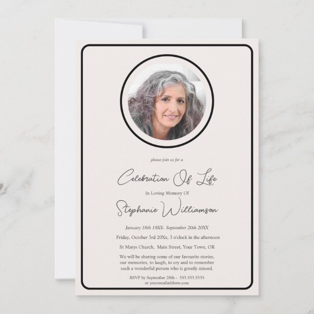 Celebration of Life 6 Photo Funeral Service  Invitation (Front)