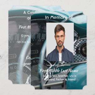 Celebration of Life  Antique Cars Auto Vehicles Invitation