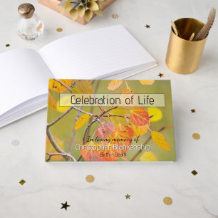 Celebration Of Life Aspen Leaves In Fall Photo Guest Book
