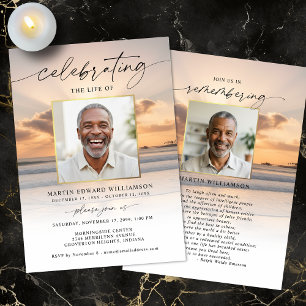 Celebration of Life Beach Sunset Photo Invitation