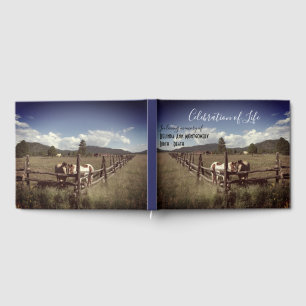 Celebration Of Life Beautiful Horses Custom Guest Book