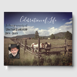 Celebration Of Life Beautiful Horses Custom Photo  Guest Book