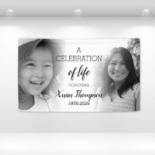 Celebration Of Life Black & White Memorial Photo Banner