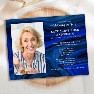 Celebration Of Life Blue Marble Memorial Funeral Invitation Postcard