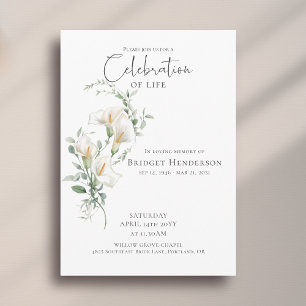 Celebration of Life Calla Lily Funeral Memorial Invitation