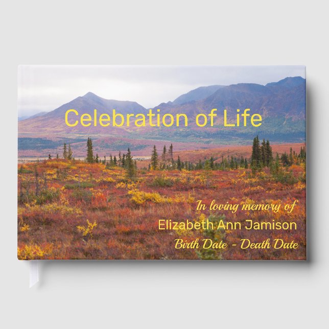 Celebration of Life Denali Autumn Alaska Memorial Guest Book (Front)