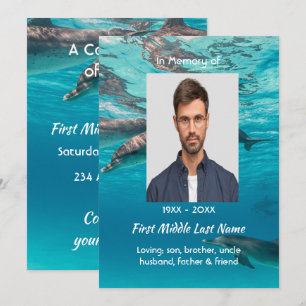 Celebration of Life  Dolphins Underwater Ocean Invitation
