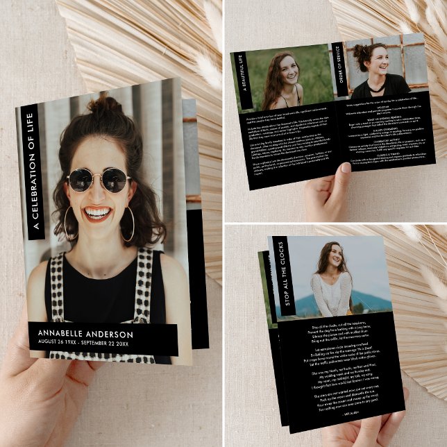 Celebration of Life Elegant Modern Folded Funeral Program (Creator Uploaded)