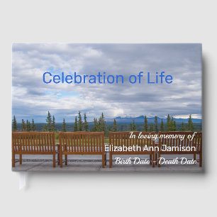Celebration of Life Empty Benches Scenic Memorial Guest Book