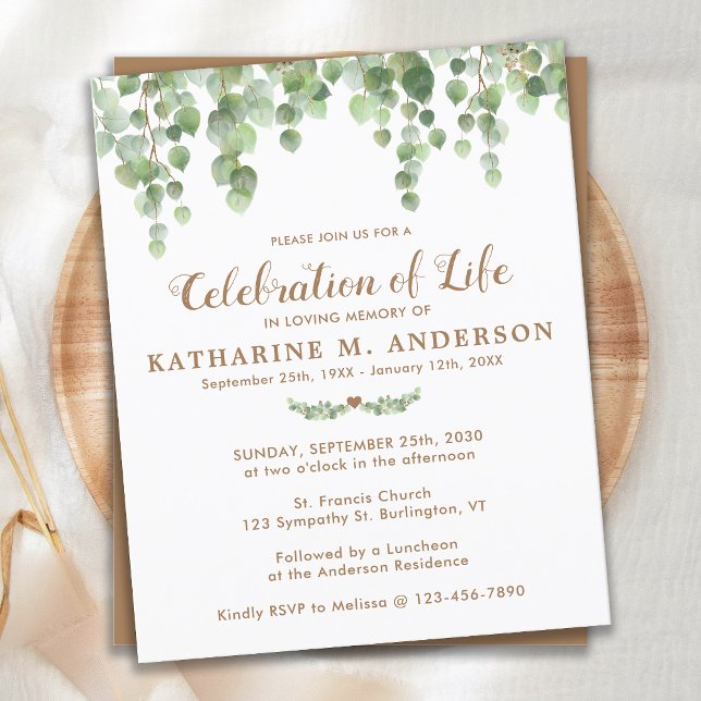 Celebration Of Life Eucalyptus Greenery Invite (Creator Uploaded)