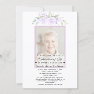 Celebration of Life Faded Flowers Photo Memorial  Invitation