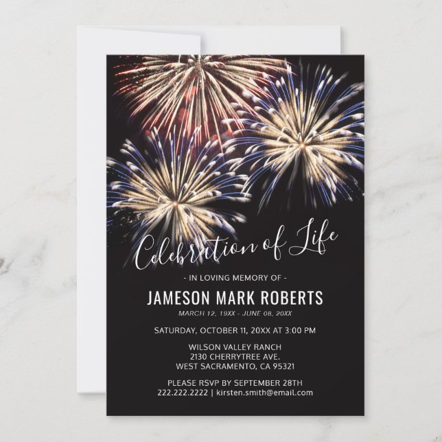 Celebration of Life | Firework Memorial Invitation (Front)
