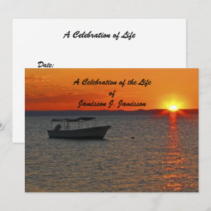 Celebration of Life Fishing Boat Sunset Memorial Invitation