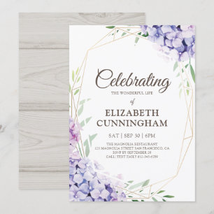 Celebration of Life Floral Flower Geometric Woodsy Invitation