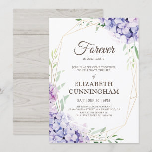 Celebration of Life Floral Flower Geometric Woodsy Invitation